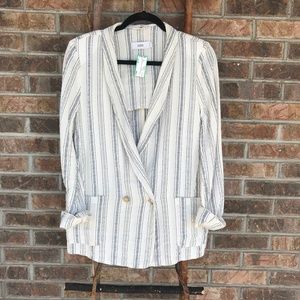 Closed 100% Cotton Cream & Blue Striped Blazer - S